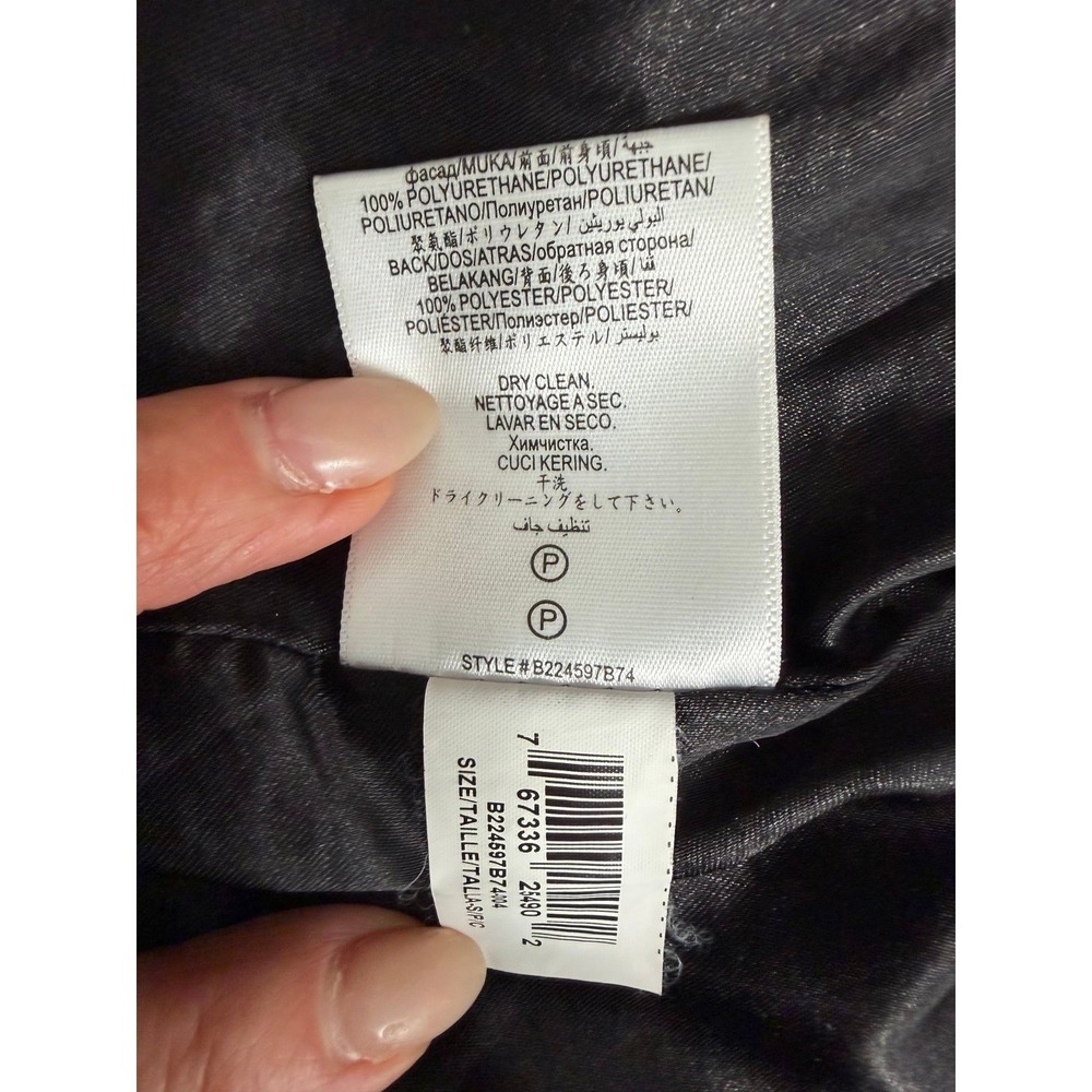 BCBGeneration Plaid Coat Faux Leather Collar Black White Women's S - Picture 6 of 9
